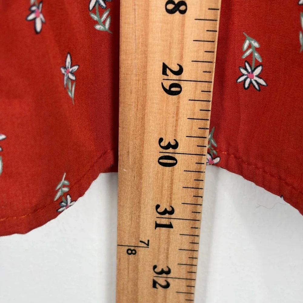 The North Face Short Sleeve Button Shirt Men Large Red Orange All Over Print AOP